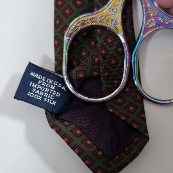 Polo Ralph Lauren Silk Tie Geo Print Preppy Office Hand Finished USA W 4" L 56" - Picture 10 of 15